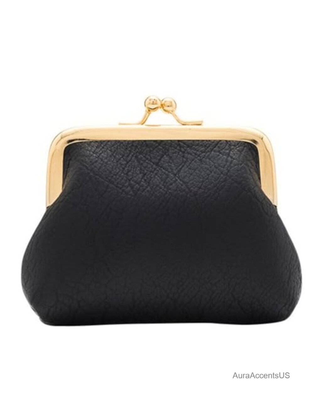 Vintage Kiss Lock Coin Purse for Women Faux Leather Small Pouch